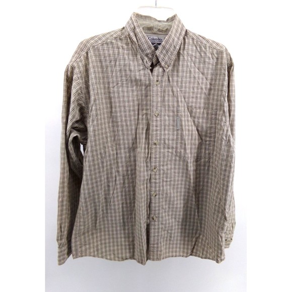 Columbia Other - Columbia Shirt Adult Large Brown & Beige Plaid Button Up Long Sleeve Casual Mens